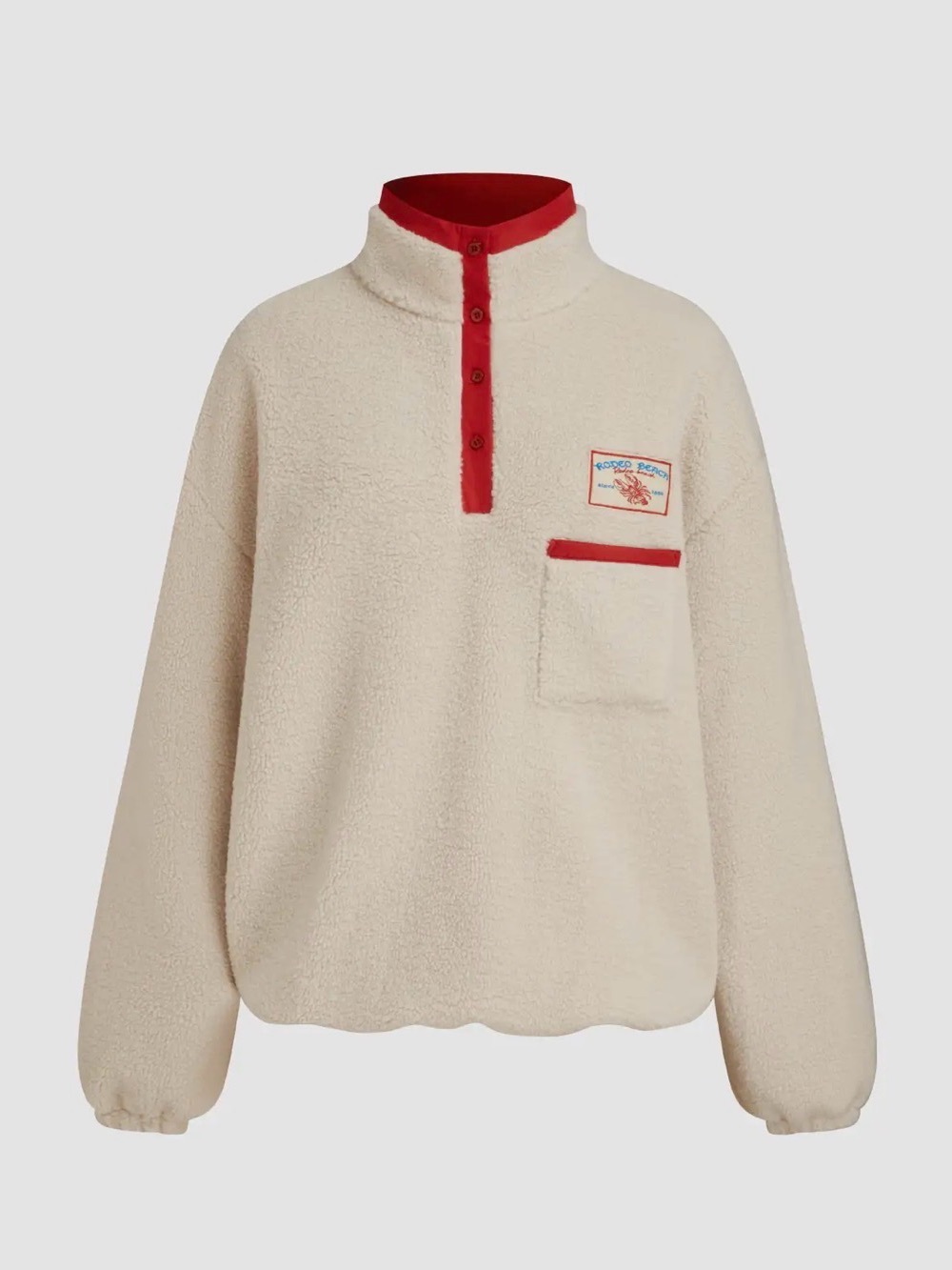 Cider Beige Sherpa Jacket with Red Lining